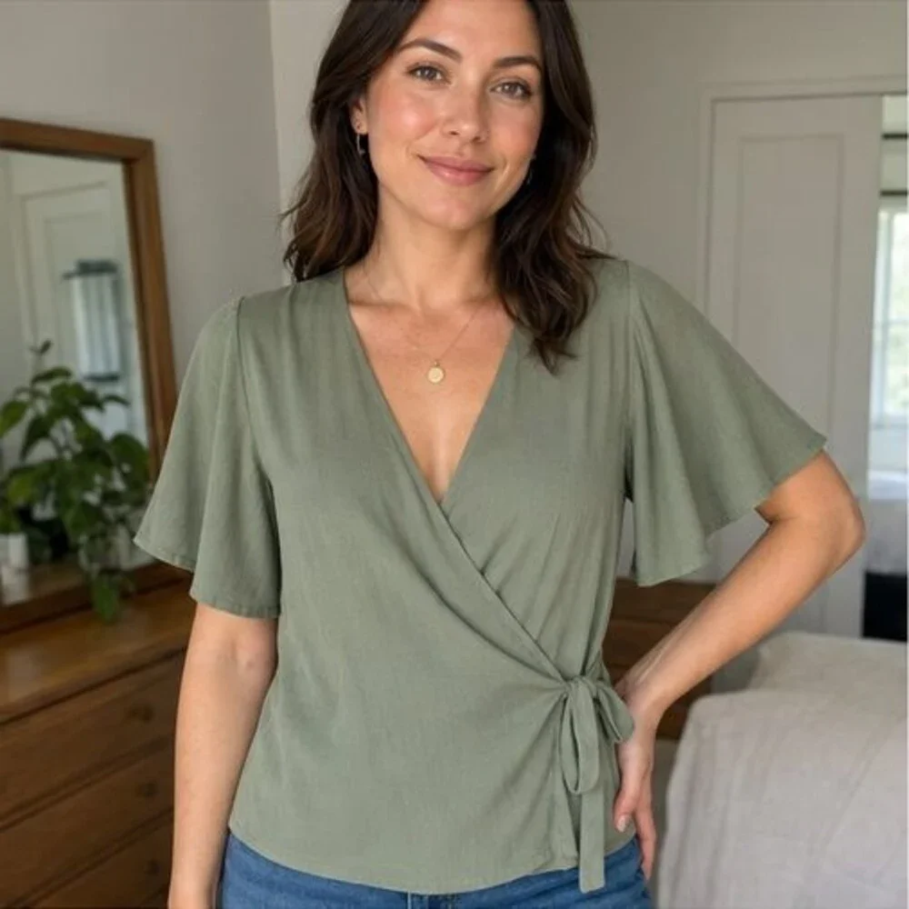 Charcoal Tie Neck Blouse
